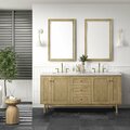 James Martin Vanities Laurent 72in Double Vanity, Light Natural Oak w/ 3 CM Arctic Fall Top 545-V72-LNO-3AF